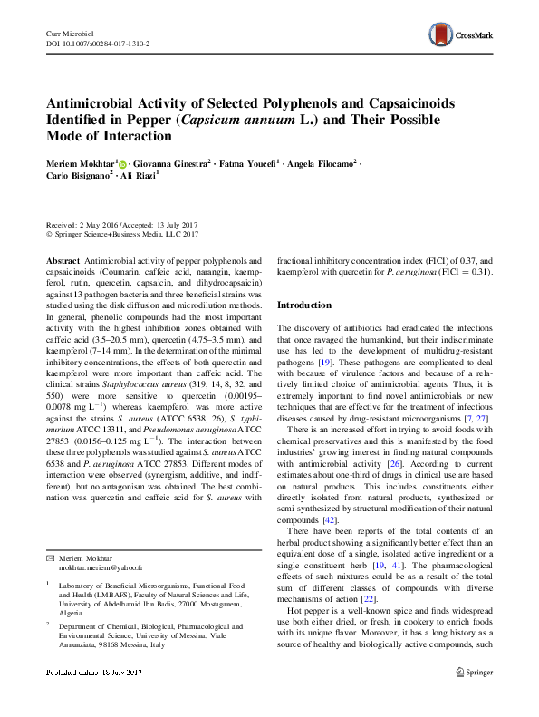 (PDF) Antimicrobial Activity of Selected Polyphenols and Capsaicinoids ...