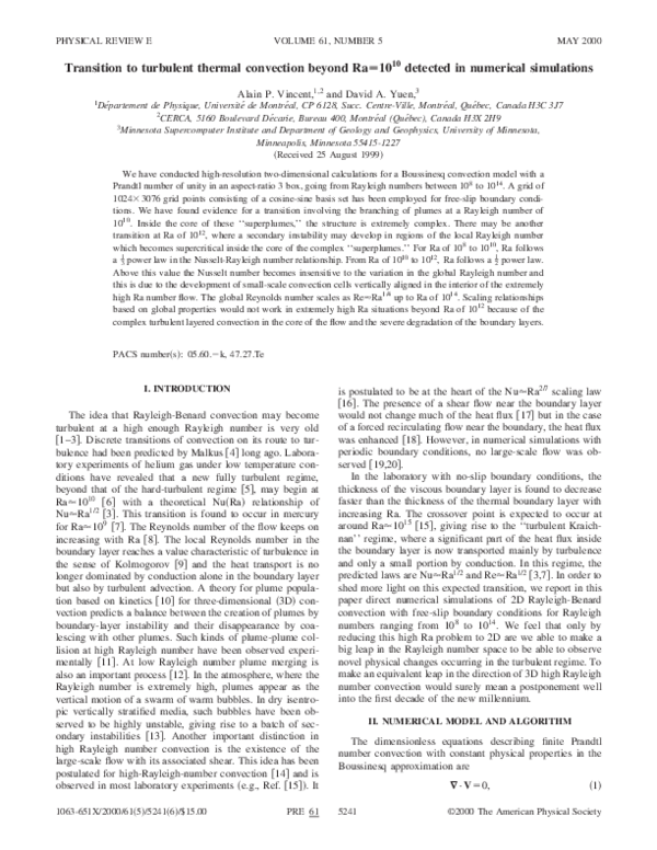 (PDF) Transition to turbulent thermal convection beyondRa=1010detected ...