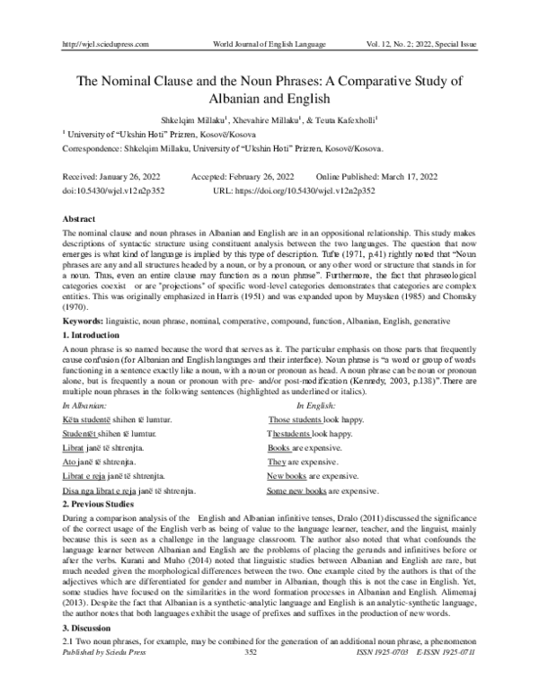 (PDF) The Nominal Clause and the Noun Phrases: A Comparative Study of ...