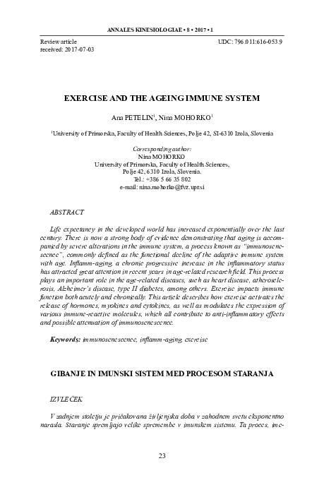 (PDF) Exercise and the Ageing Immune System