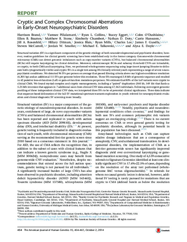 (PDF) Cryptic and Complex Chromosomal Aberrations in Early-Onset ...