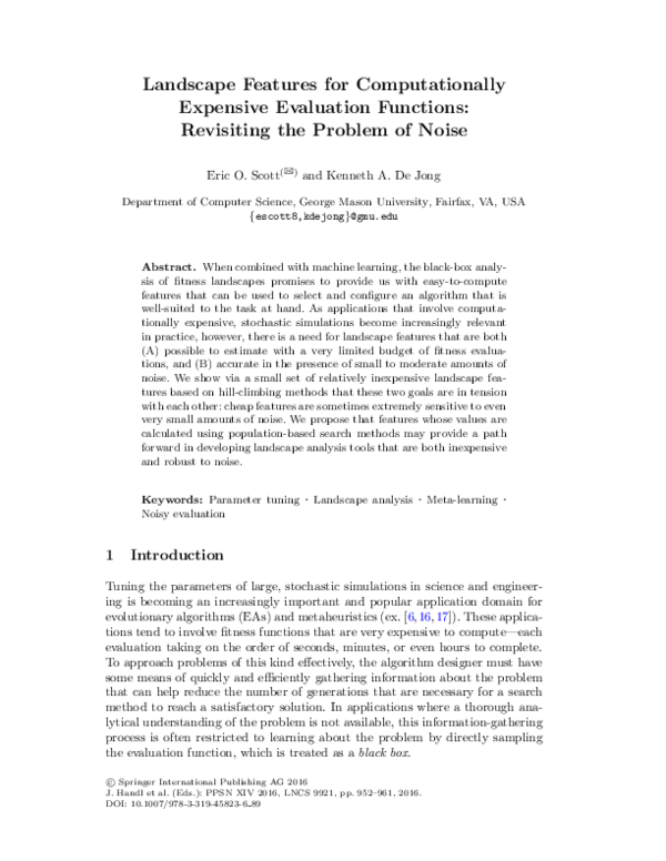 (PDF) Landscape Features for Computationally Expensive Evaluation ...