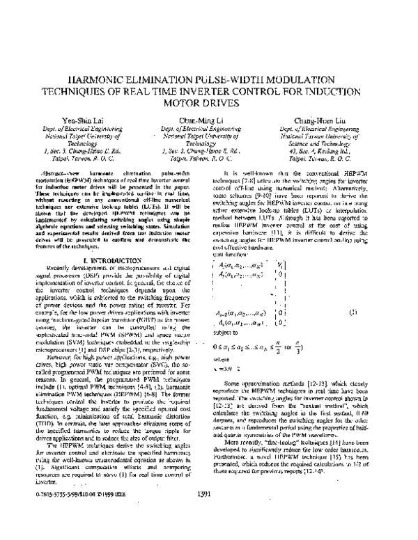 (PDF) Harmonic elimination pulse-width modulation techniques of real ...