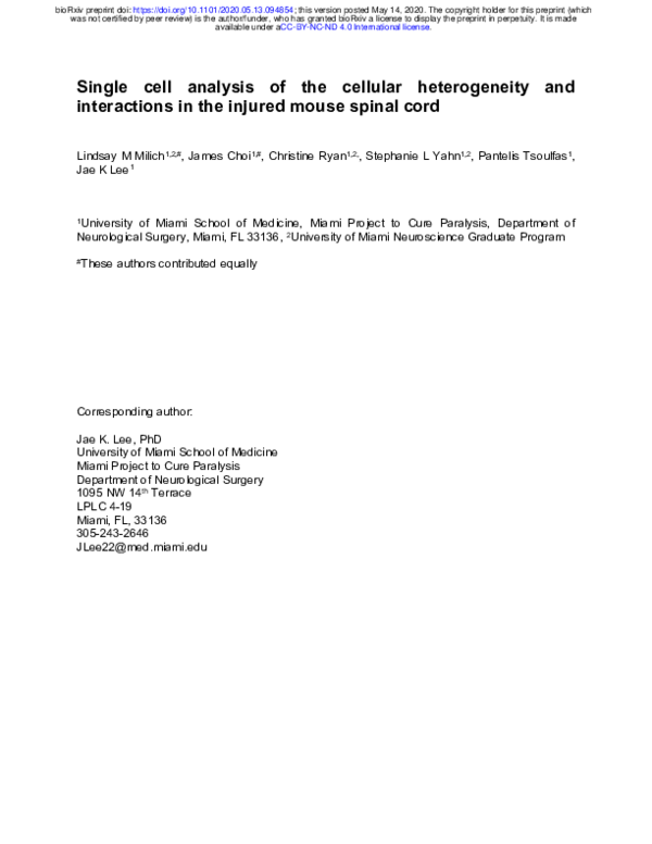 (PDF) Single cell analysis of the cellular heterogeneity and ...