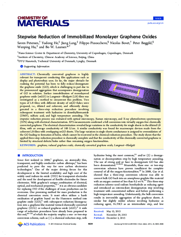 (PDF) Stepwise Reduction of Immobilized Monolayer Graphene Oxides