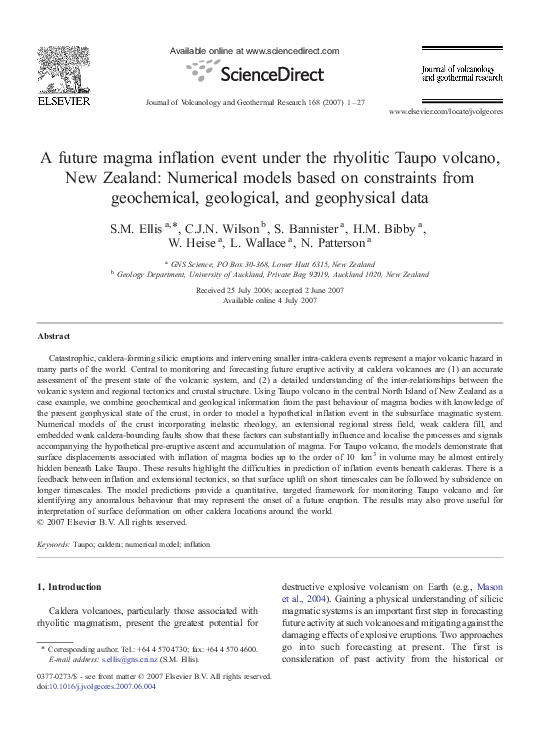 (PDF) A future magma inflation event under the rhyolitic Taupo volcano ...