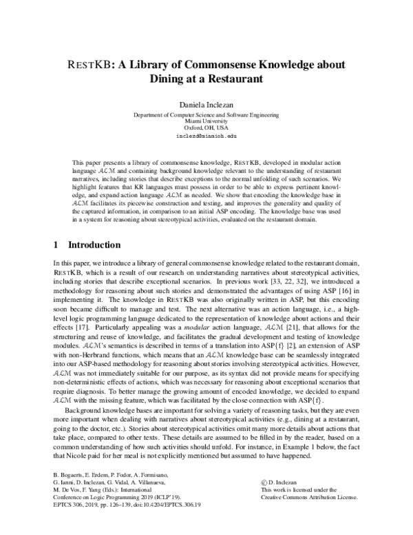 (PDF) RestKB: A Library of Commonsense Knowledge about Dining at a ...