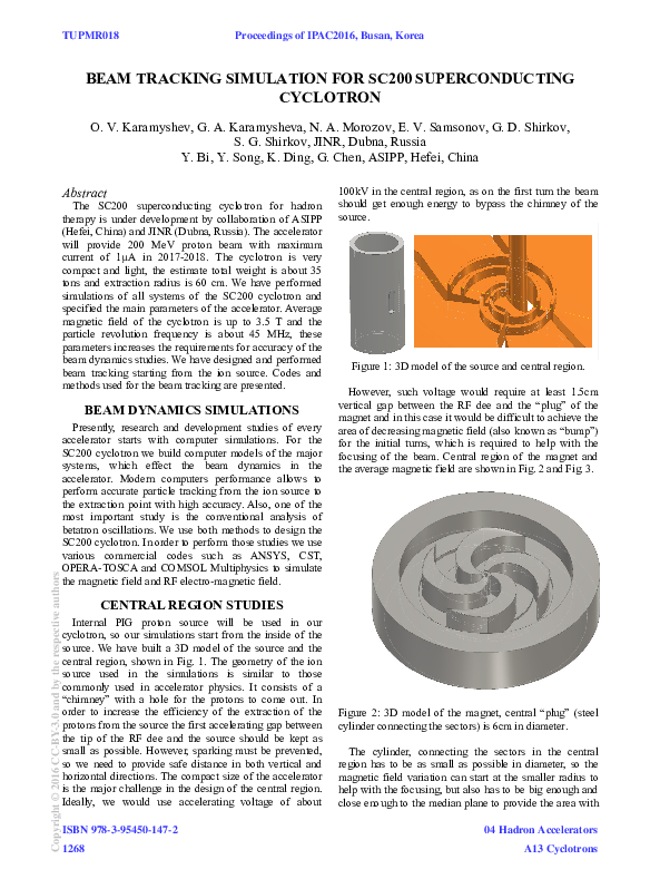 (PDF) Beam Tracking Simulation for SC200 Superconducting Cyclotron