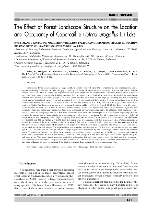 (PDF) The effect of forest landscape structure on the location and ...