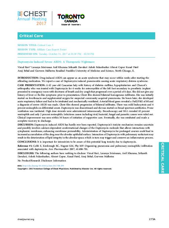 Daptomycin-Induced Severe ARDS: A Therapeutic Nightmare