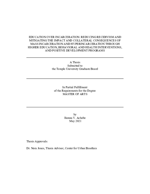 (PDF) Education Over Incarceration: Reducing Recidivism and Mitigating ...