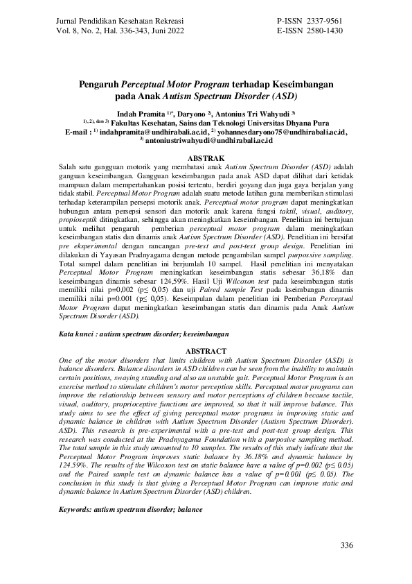 (PDF) Pengaruh Perceptual Motor Program terhadap Keseimbangan pada Anak ...