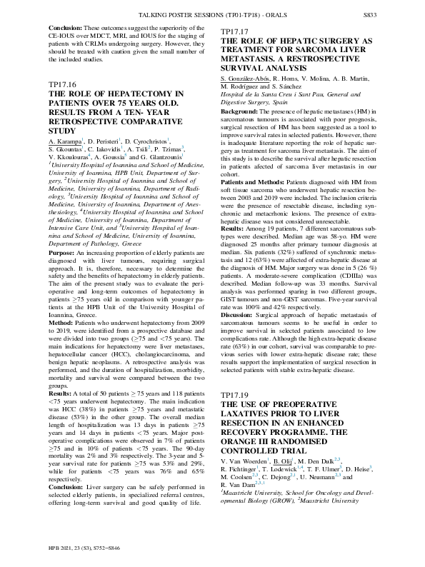 (PDF) The role of hepatectomy in patients over 75 years old. Results ...