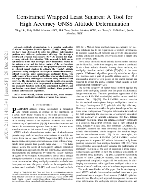 (PDF) Constrained Wrapped Least Squares: A Tool for High-Accuracy GNSS ...