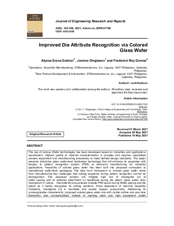 (PDF) Improved Die Attribute Recognition via Colored Glass Wafer