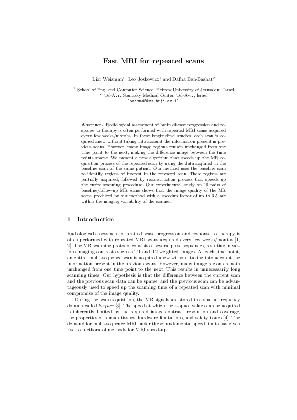 (PDF) Fast MRI for repeated scans