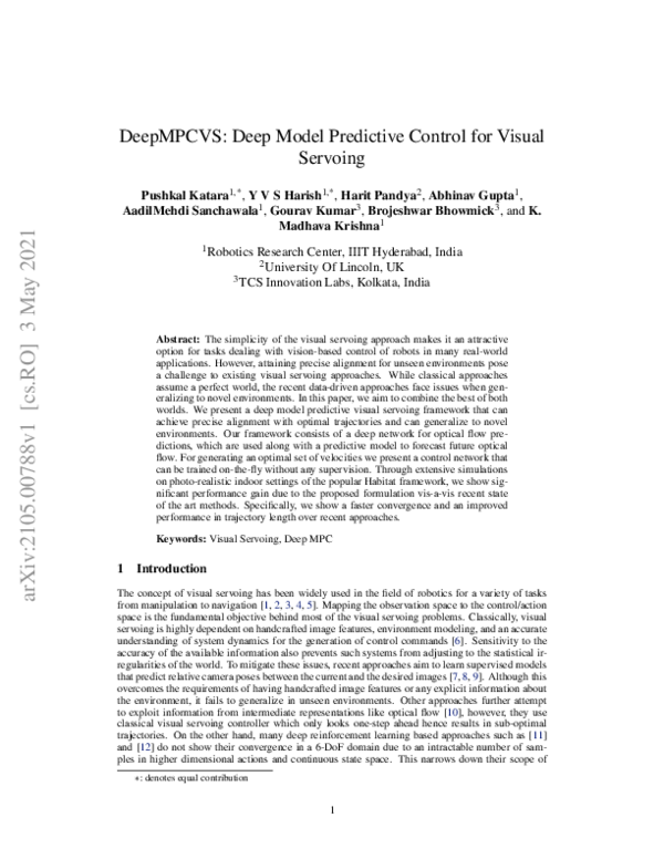 (PDF) DeepMPCVS: Deep Model Predictive Control for Visual Servoing