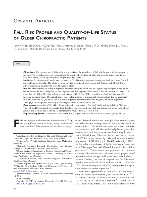 (PDF) Fall Risk Profile and Quality-of-Life Status of Older ...
