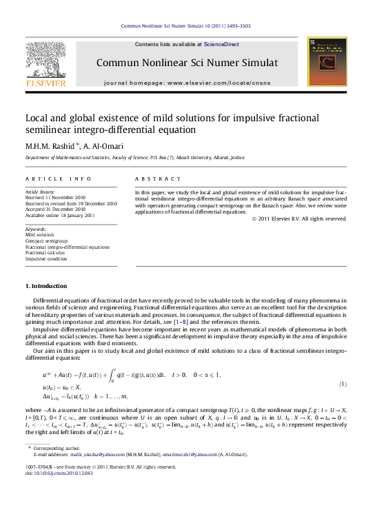 (PDF) Local and global existence of mild solutions for impulsive ...