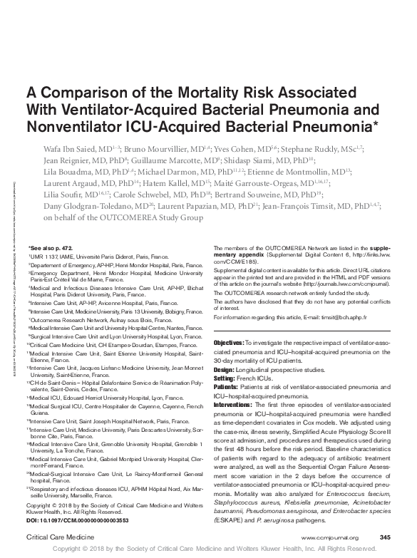 (PDF) A Comparison of the Mortality Risk Associated With Ventilator ...