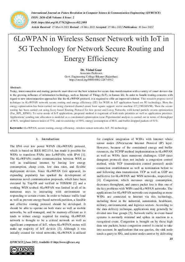 (PDF) 6LoWPAN in Wireless Sensor Network with IoT in 5G Technology for ...