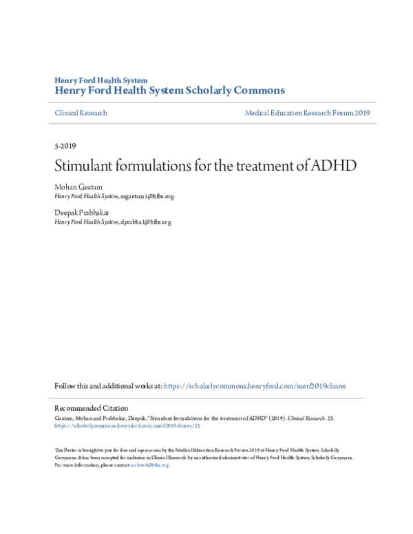 (PDF) Stimulant formulations for the treatment of ADHD