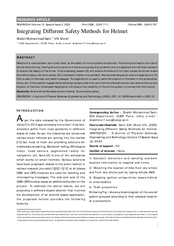 (PDF) Integrating Different Safety Methods for Helmet