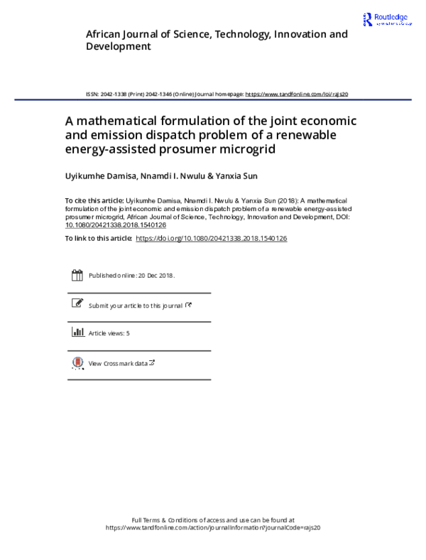 (PDF) A mathematical formulation of the joint economic and emission ...