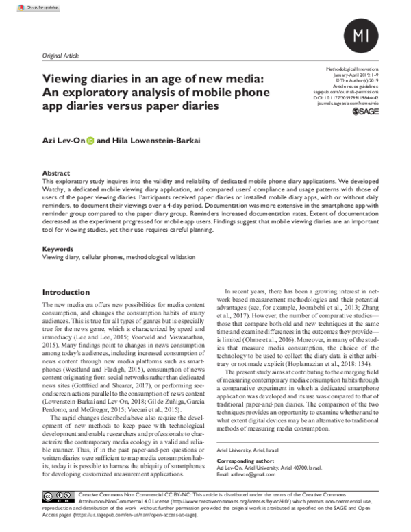 (PDF) Viewing diaries in an age of new media: An exploratory analysis ...