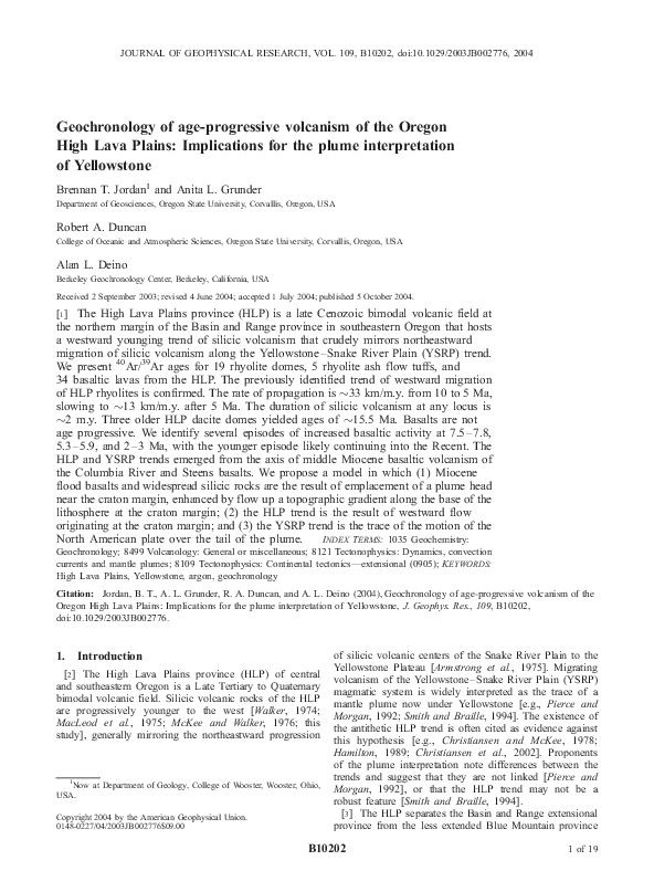 (PDF) Geochronology of age-progressive volcanism of the Oregon High ...