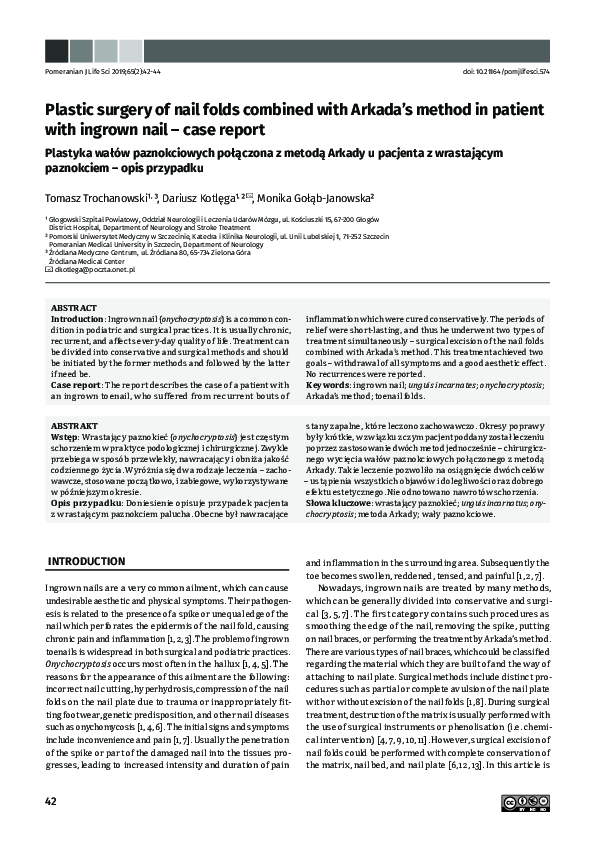 (PDF) Plastic surgery of nail folds combined with Arkada’s method in ...