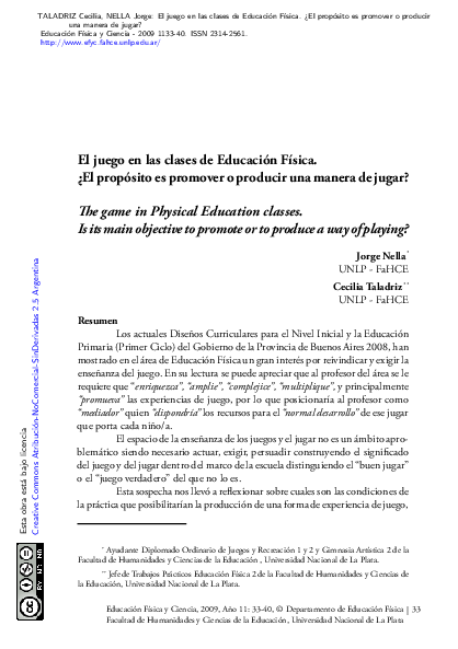 (PDF) The game in Physical Education classes. Is its main objective to ...