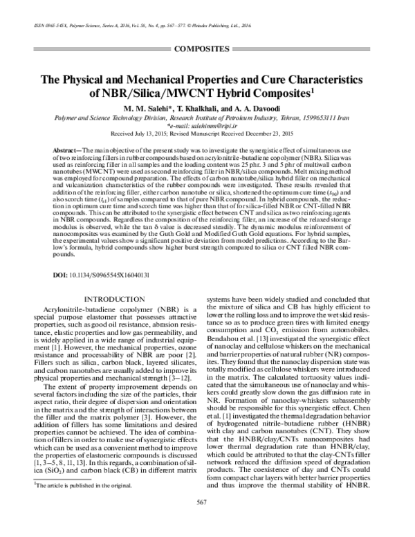 (PDF) The physical and mechanical properties and cure characteristics ...