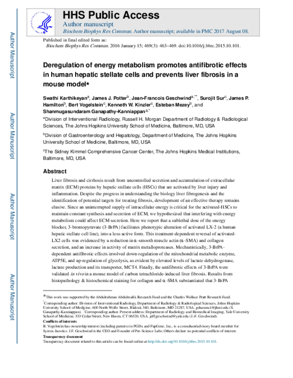 (PDF) Deregulation of energy metabolism promotes antifibrotic effects ...