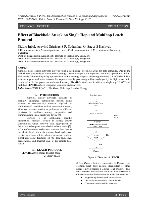 (PDF) Effect of Blackhole Attack on Single Hop and Multihop Leach Protocol