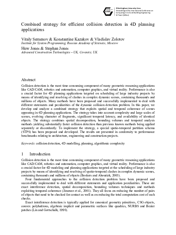 (PDF) Combined strategy for efficient collision detection in 4 D ...