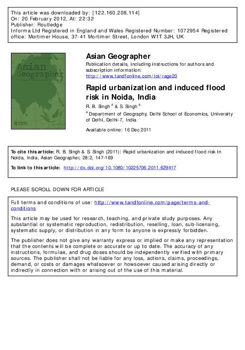 (PDF) Rapid urbanization and induced flood risk in Noida, India