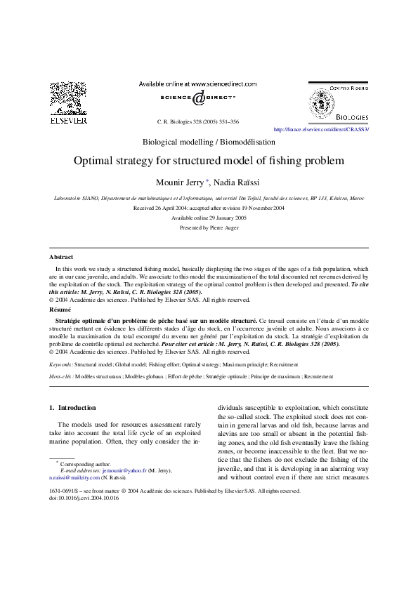 (PDF) Optimal strategy for structured model of fishing problem