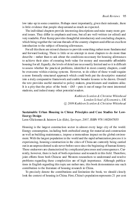 (PDF) A Review of “Sustainable Urban Housing in China: Principles and ...