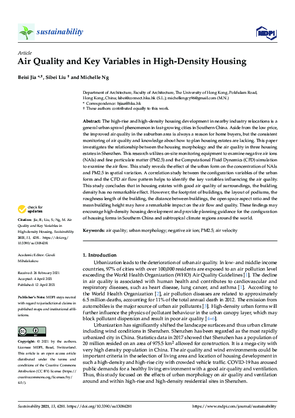 (PDF) Air Quality and Key Variables in High-Density Housing