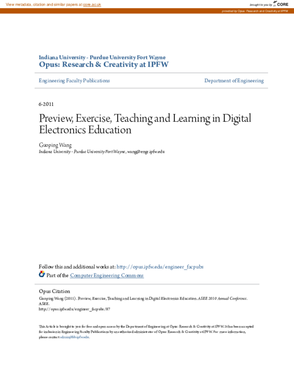 (PDF) Work in progress - Preview, Exercise, Teaching and Learning in ...