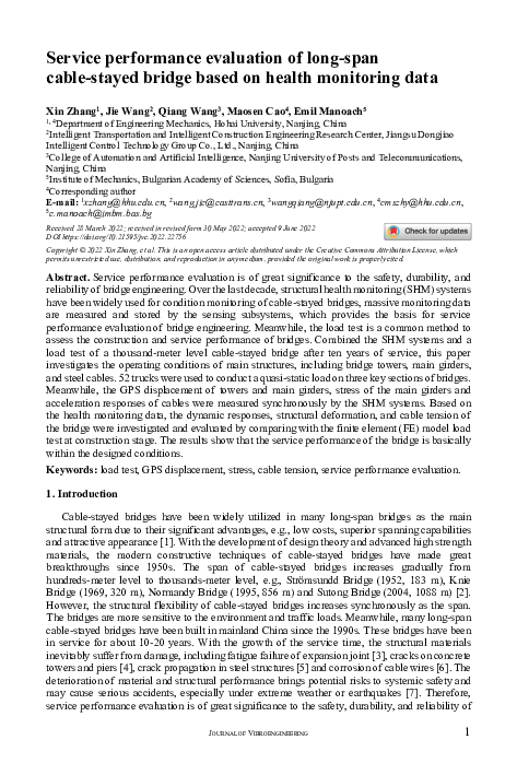 (PDF) Service performance evaluation of long-span cable-stayed bridge ...