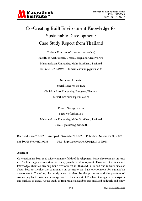 (PDF) Co-Creating Built Environment Knowledge for Sustainable ...