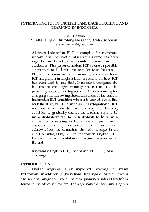 (PDF) Integrating ICT in English Language Teaching and Learning in ...