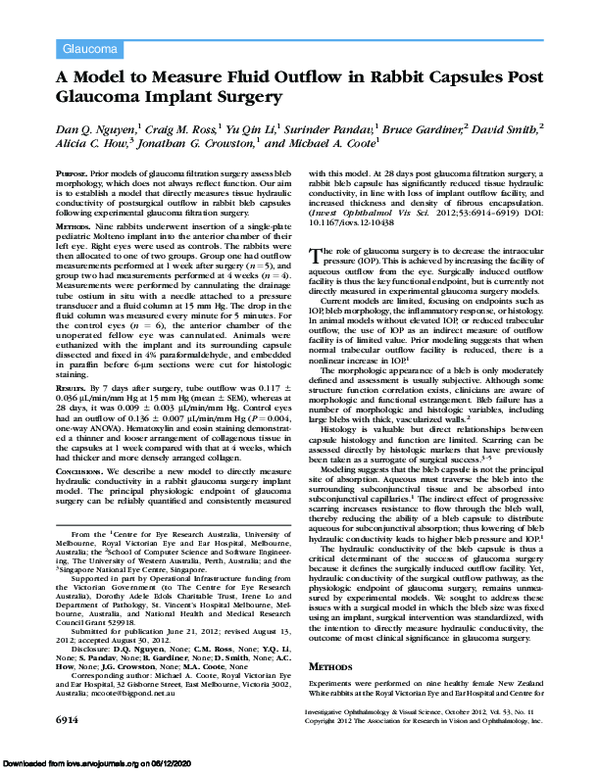 (PDF) A Model to Measure Fluid Outflow in Rabbit Capsules Post Glaucoma ...