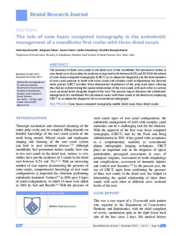 (PDF) The role of cone beam computed tomography in the endodontic ...