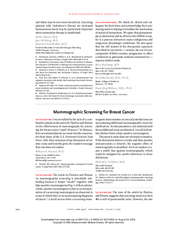 (PDF) Mammographic Screening for Breast Cancer | Jayant Vaidya ...