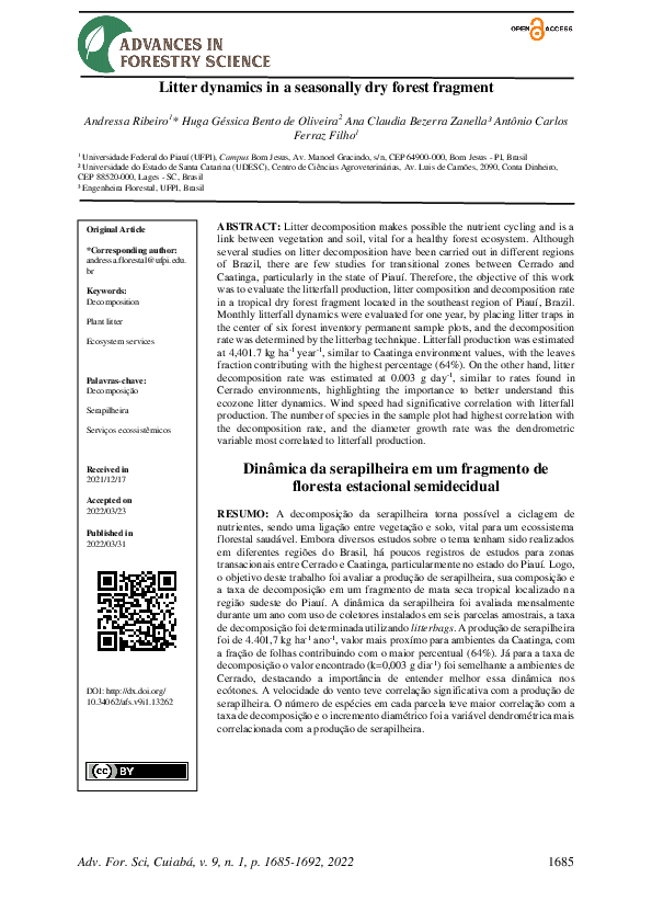 (PDF) Litter dynamics in a seasonally dry forest fragment