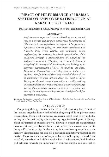 (PDF) Impact of Performance Appraisal System on Employee Satisfaction ...