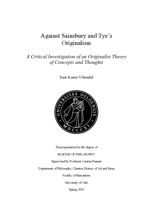 (PDF) Against Sainsbury and Tye's Originalism: A Critical Investigation ...